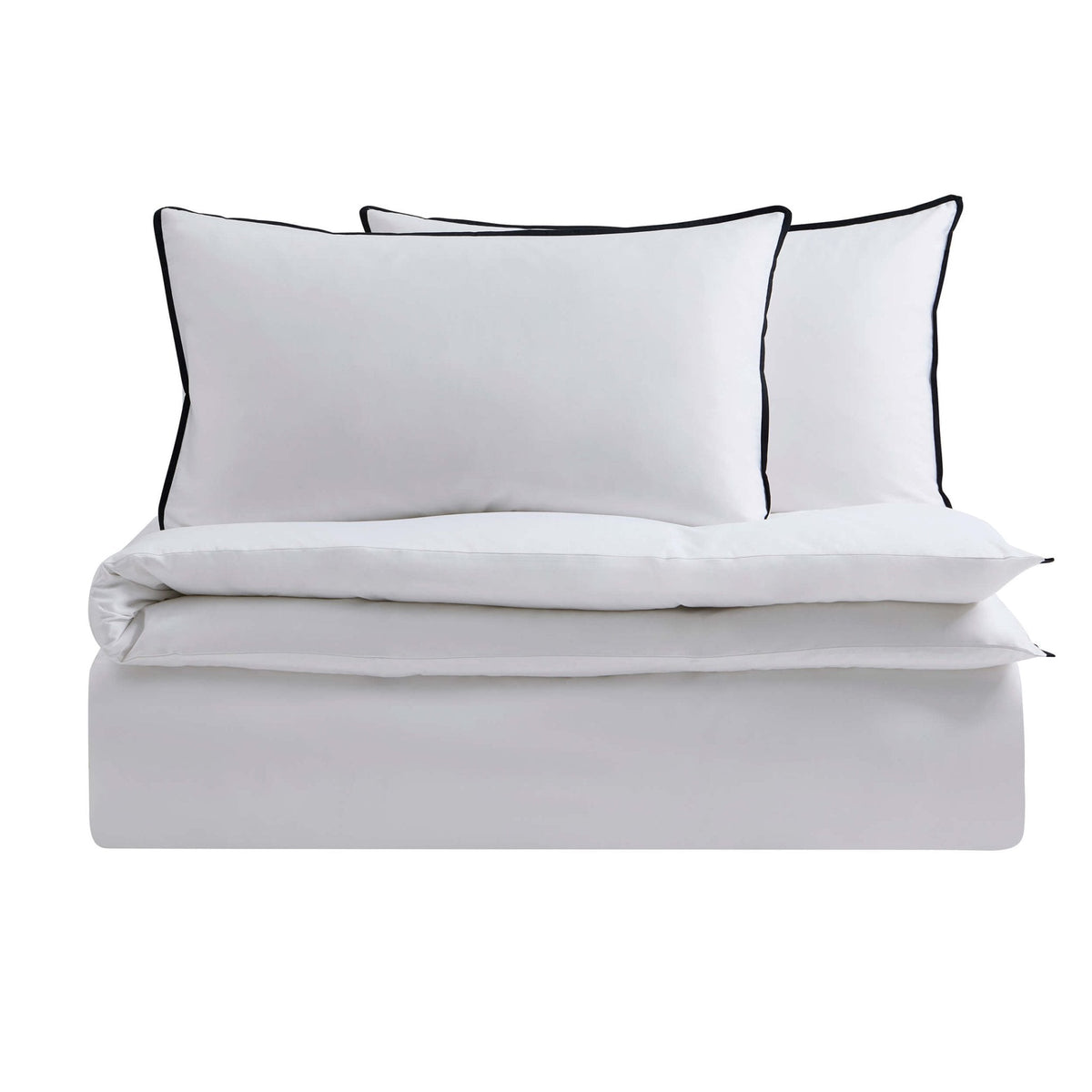 Dusklia - Pair of Super Soft Bamboo 300 Thread Count Cotton Plain Dye Classic Pillowcases - White/Black