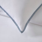 Dusklia - Pair of Super Soft Bamboo 300 Thread Count Cotton Plain Dye Classic Pillowcases - White/ Blue
