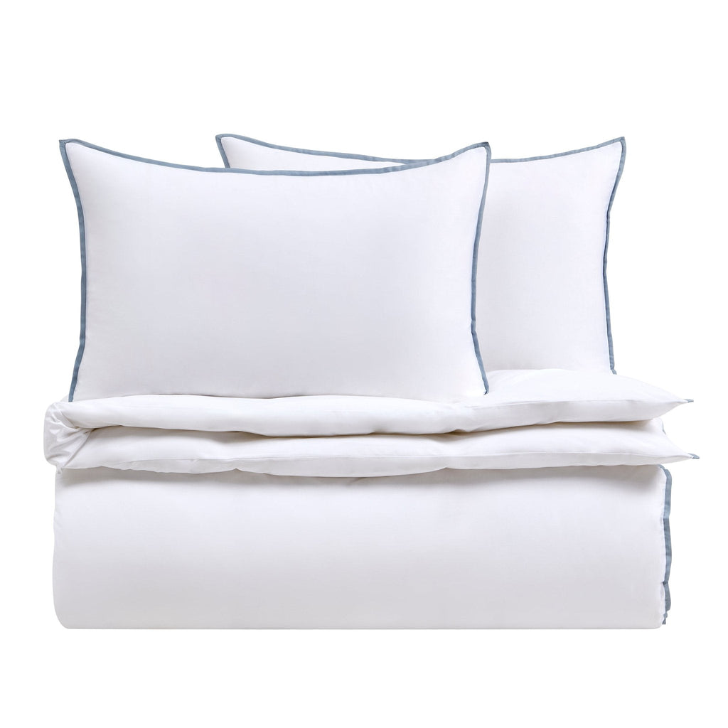 Dusklia - Pair of Super Soft Bamboo 300 Thread Count Cotton Plain Dye Classic Pillowcases - White/ Blue