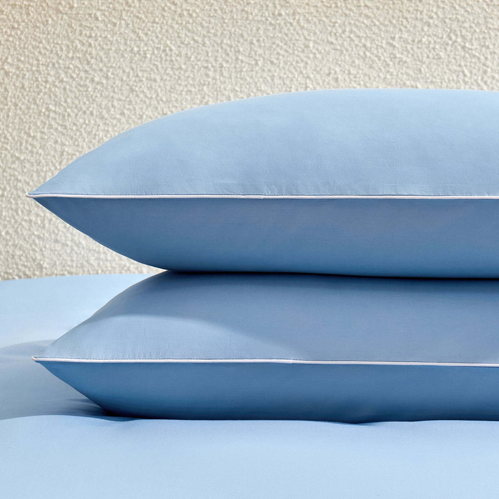 Dusklia - Pair of Cambridge Pillowcases - 200 Thread Count - Cotton - Light Blue