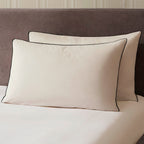 Dusklia - Pair Of Cambridge Pillowcases - 200 Thread Count - Cotton - Natural/Black