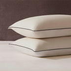 Dusklia - Pair Of Cambridge Pillowcases - 200 Thread Count - Cotton - Natural/Black