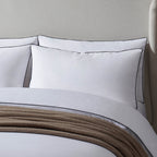 Dusklia - Pair of Cambridge Pillowcases - 200 Thread Count - Cotton - White/Black