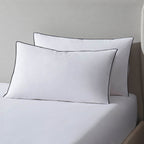Dusklia - Pair of Cambridge Pillowcases - 200 Thread Count - Cotton - White/Black