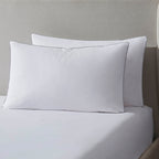 Dusklia - Pair of Cambridge Pillowcases - 200 Thread Count - Cotton - White/Grey