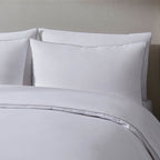 Dusklia - Pair of Cambridge Pillowcases - 200 Thread Count - Cotton - White/Grey