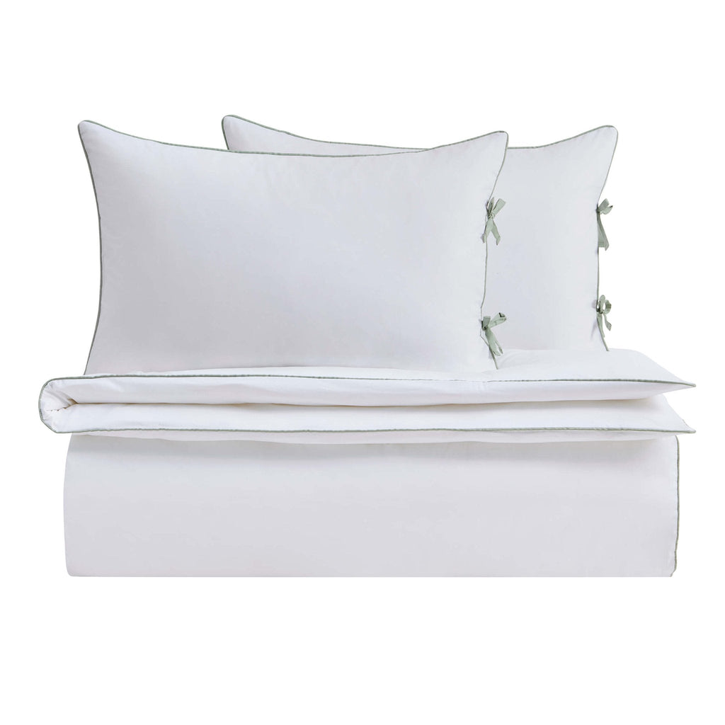 Dusklia - Pair of Cambridge Pillowcases with Bows - 200 Thread Count - Sage