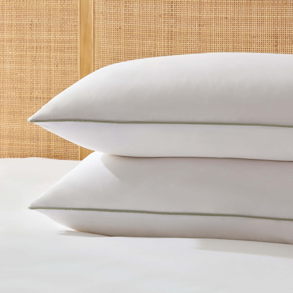 Dusklia - Pair of Cambridge Pillowcases with Bows - 200 Thread Count - Sage
