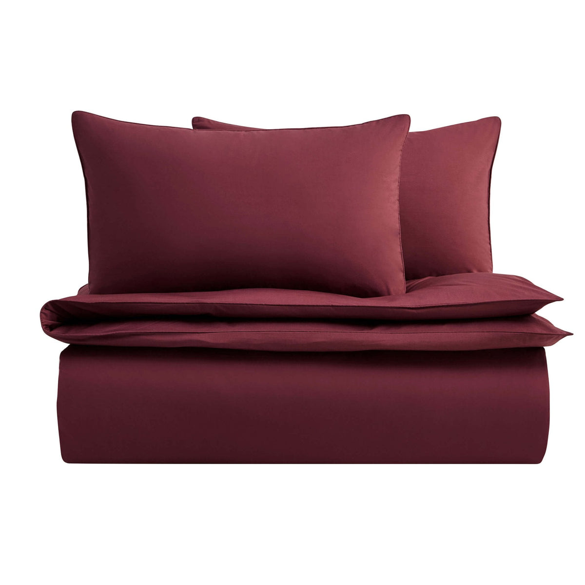 Dusklia - Pair of Cambridge Piped Edge Pillowcases -  200 Thread Count - Dark Berry