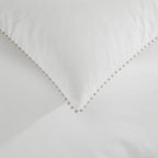 Dusklia - Pair Of Girona Pom-Pom Pillowcases - 200 Thread Count - Cotton - White/Natural