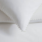 Dusklia - Pair of Girona Pom-Pom Pillowcases - 200 Thread Count - Cotton - White