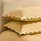 Dusklia - Pair of Grace Embroidered Edge 100% Cotton 200 Thread Count Oxford Pillowcases - Buttermilk