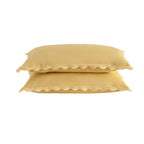 Dusklia - Pair of Grace Embroidered Edge 100% Cotton 200 Thread Count Oxford Pillowcases - Buttermilk