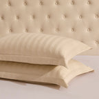 Dusklia - Pair of Hotel Satin Stripe 200 Thread Count Oxford Pillowcases - Champagne