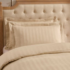Dusklia - Pair of Hotel Satin Stripe 200 Thread Count Oxford Pillowcases - Champagne