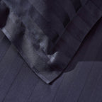 Dusklia - Pair of Hotel Satin Stripe 200 Thread Count Oxford Pillowcases - Navy