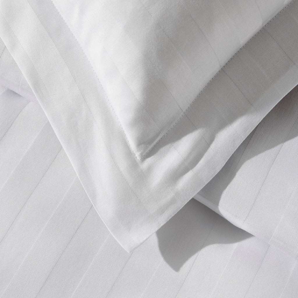 Dusklia - Pair of Hotel Satin Stripe 200 Thread Count Oxford Pillowcases - White
