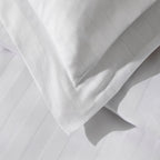 Dusklia - Pair of Hotel Satin Stripe 200 Thread Count Oxford Pillowcases - White
