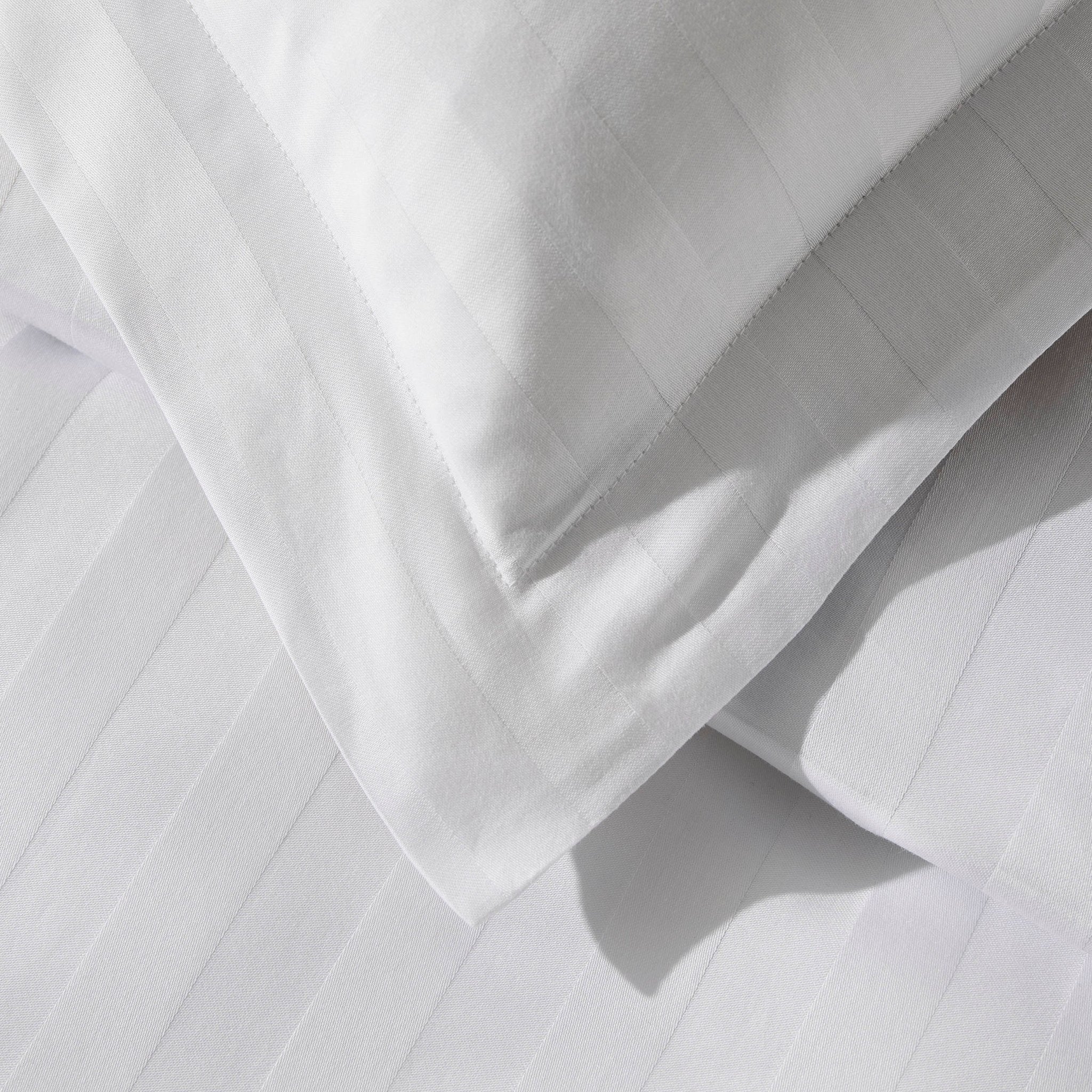 Dusklia - Pair of Hotel Satin Stripe 200 Thread Count Oxford Pillowcases - White