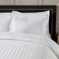 Dusklia - Pair of Hotel Satin Stripe 200 Thread Count Oxford Pillowcases - White