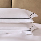 Dusklia - Pair of Islington 300 Thread Count Embroidered Oxford Pillowcases - White/Black