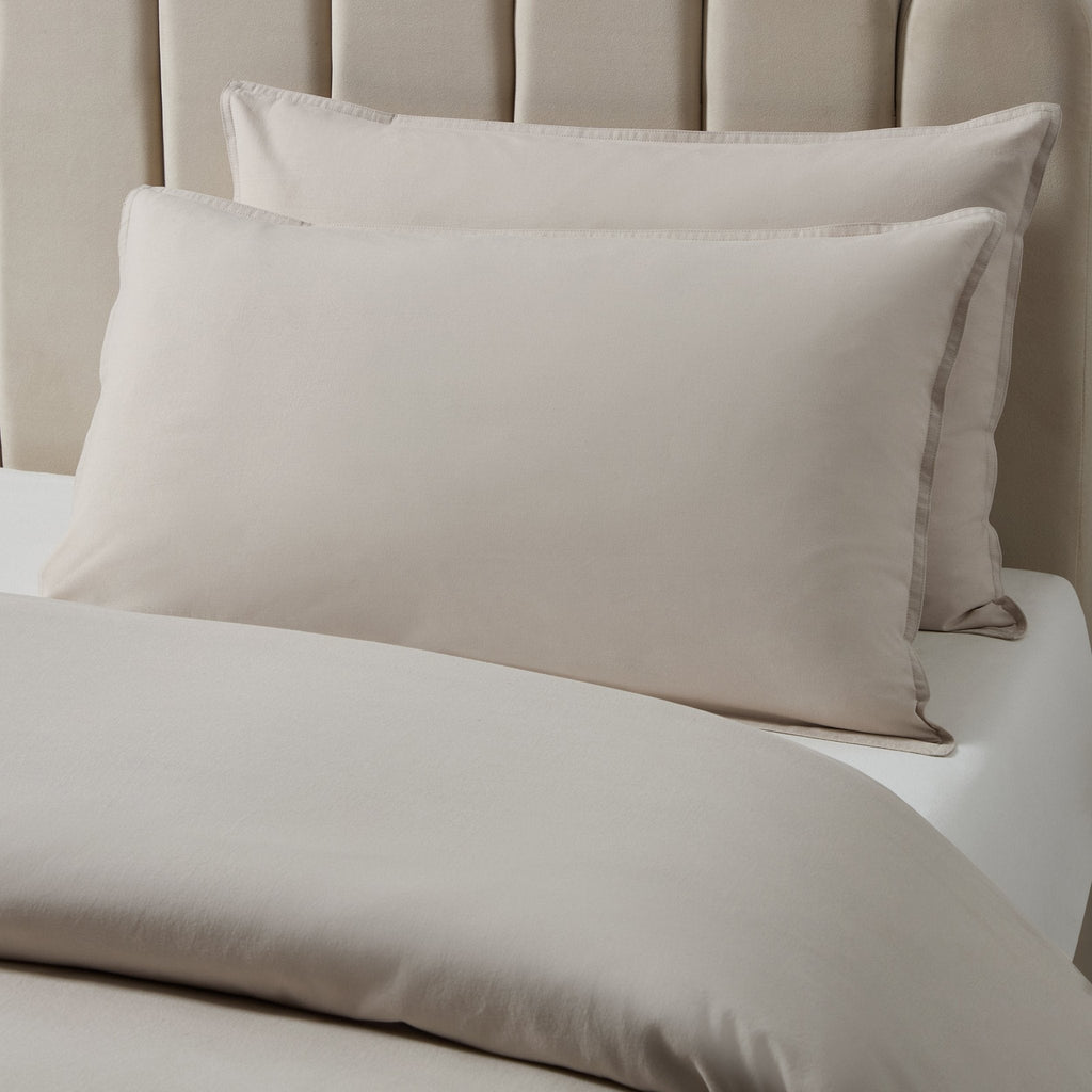 Dusklia - Pair of Linen Cotton Blend Pillowcases  - Desert Sand