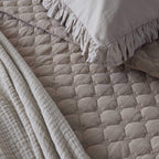 Dusklia - Pair of Marion Ruffle Edge Oxford Pillowcases - Washed Cotton - Sand