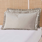 Dusklia - Pair of Marion Ruffle Edge Oxford Pillowcases - Washed Cotton - Sand