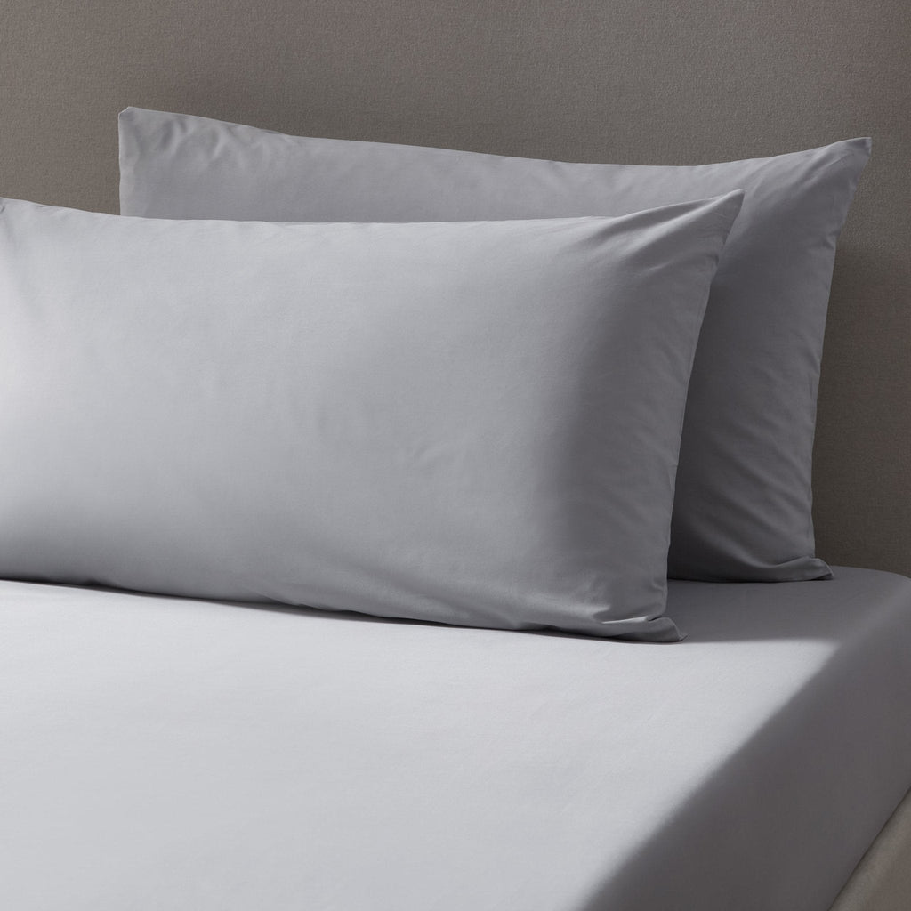 Dusklia - Pair of Plain-Dye Classic Pillowcases - 200 Thread Count  - Light Grey