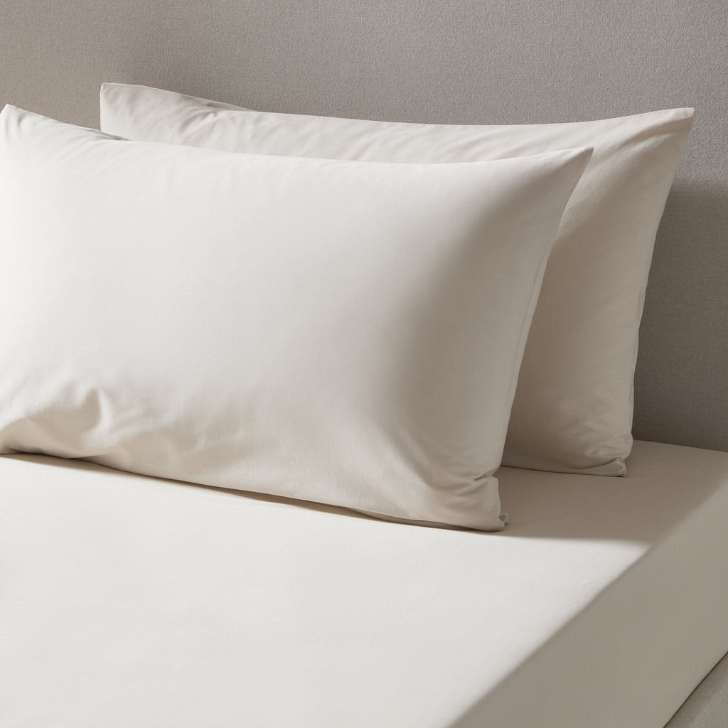 Dusklia - Pair of Plain-Dye Classic Pillowcases - 200 Thread Count  - Natural