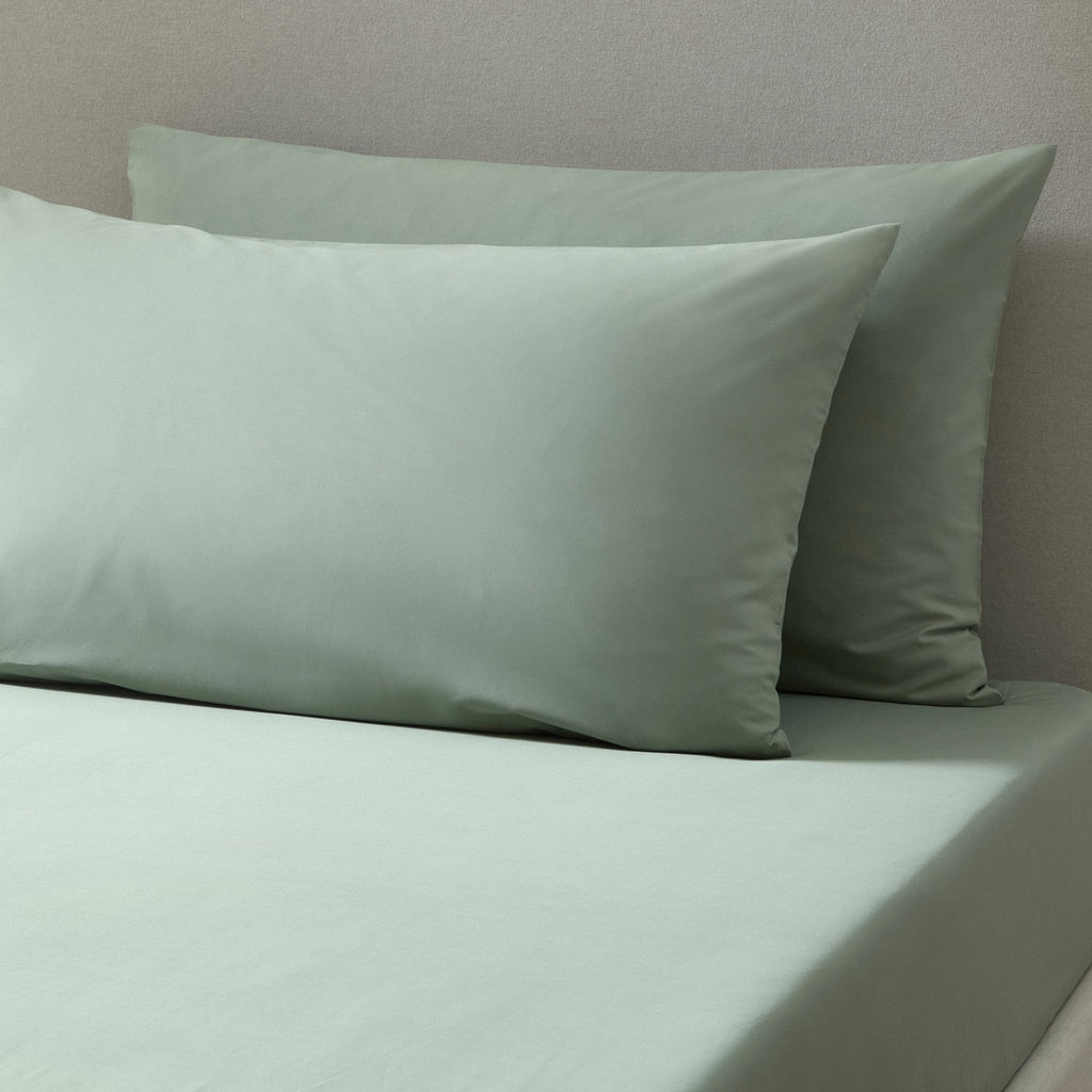 Dusklia - Pair of Plain-Dye Classic Pillowcases - 200 Thread Count  - Olive