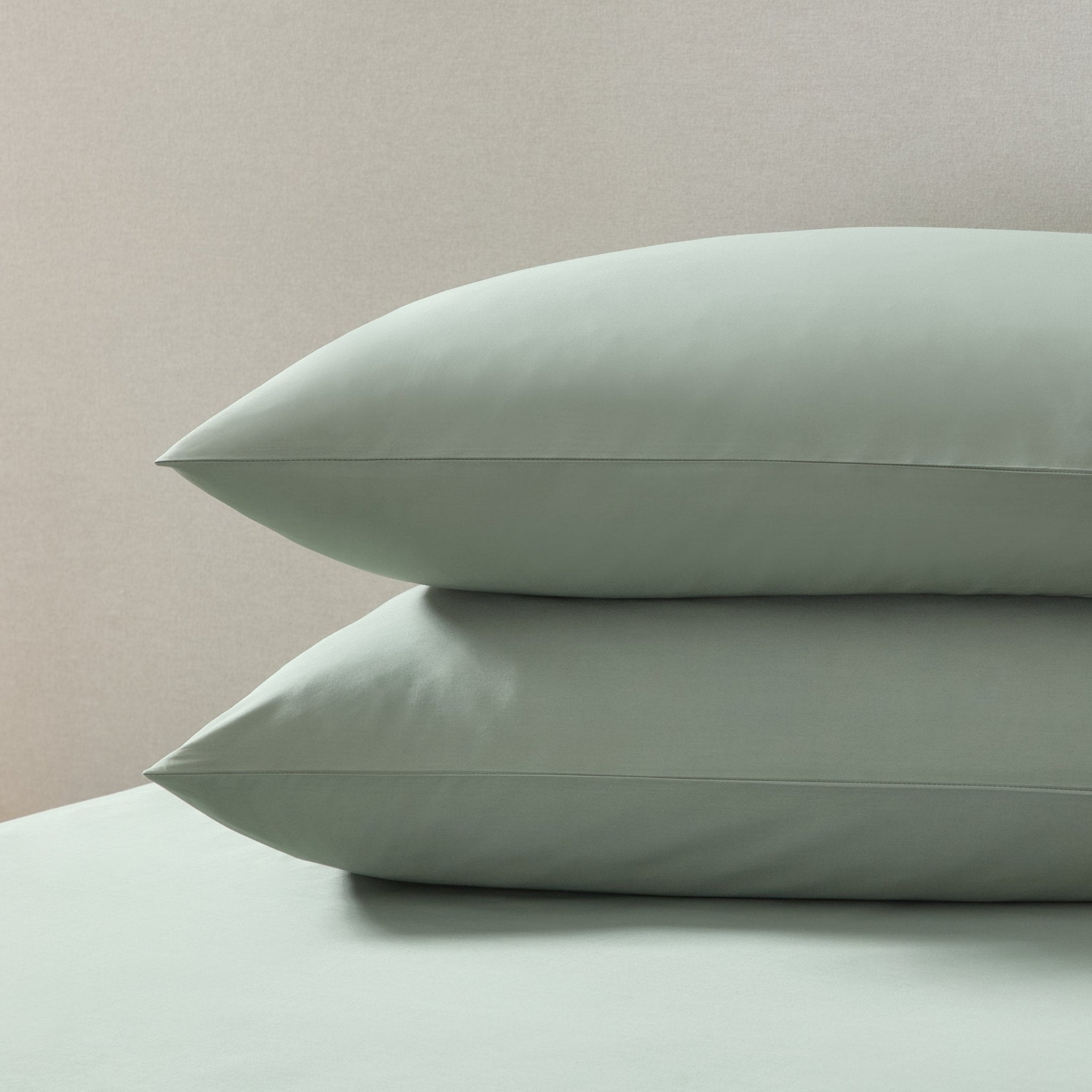 Dusklia - Pair of Plain-Dye Classic Pillowcases - 200 Thread Count  - Olive