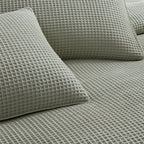 Dusklia - Portofino Waffle 100% Cotton Pair of Pillowcases 200 Thread Count - Sage Green