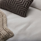 Dusklia - Portofino Waffle 100% Cotton Pair of Pillowcases 200 Thread Count - White