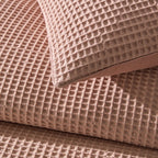 Dusklia - Portofino Waffle 100% Cotton Pair of Pillowcases 200 Thread Count - Blush