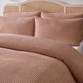 Dusklia - Portofino Waffle 100% Cotton Pair of Pillowcases 200 Thread Count - Blush