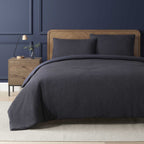 Dusklia - Portofino Waffle 100% Cotton Pair of Pillowcases 200 Thread Count - Midnight Navy