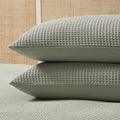 Dusklia - Portofino Waffle 100% Cotton Pair of Pillowcases 200 Thread Count - Sage Green