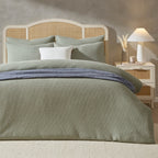 Dusklia - Portofino Waffle 100% Cotton Pair of Pillowcases 200 Thread Count - Sage Green