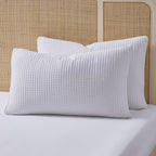 Dusklia - Portofino Waffle 100% Cotton Pair of Pillowcases 200 Thread Count - White