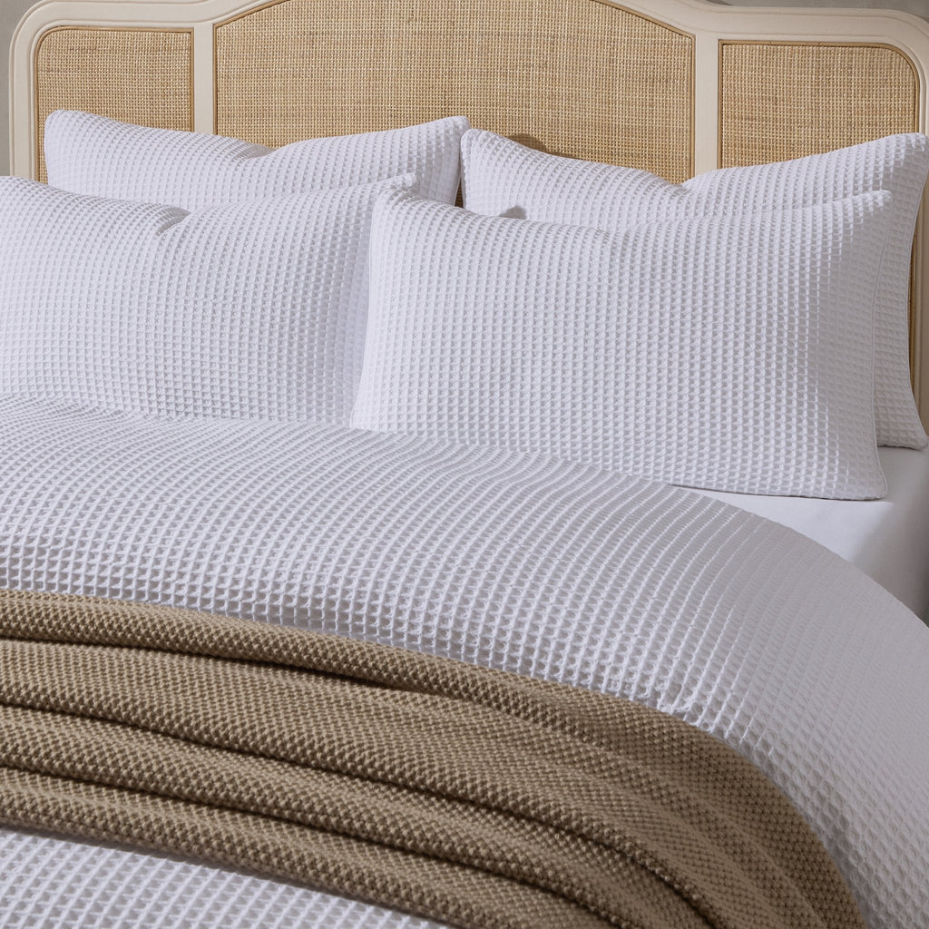 Dusklia - Portofino Waffle 100% Cotton Duvet Cover 200 Thread Count - White