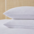 Dusklia - Portofino Waffle 100% Cotton Pair of Pillowcases 200 Thread Count - White