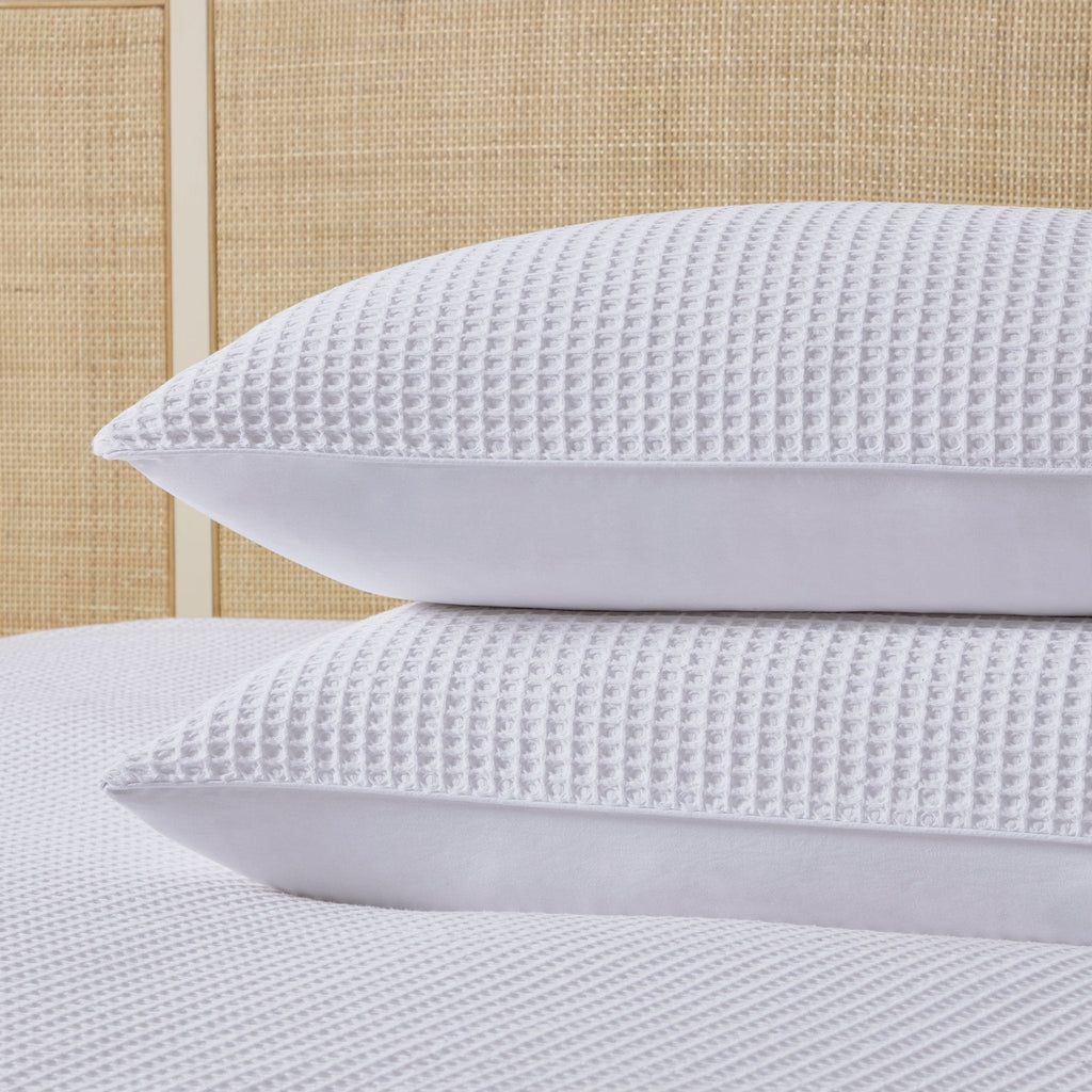 Dusklia - Portofino Waffle 100% Cotton Duvet Cover 200 Thread Count - White