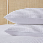 Dusklia - Portofino Waffle 100% Cotton Duvet Cover 200 Thread Count - White
