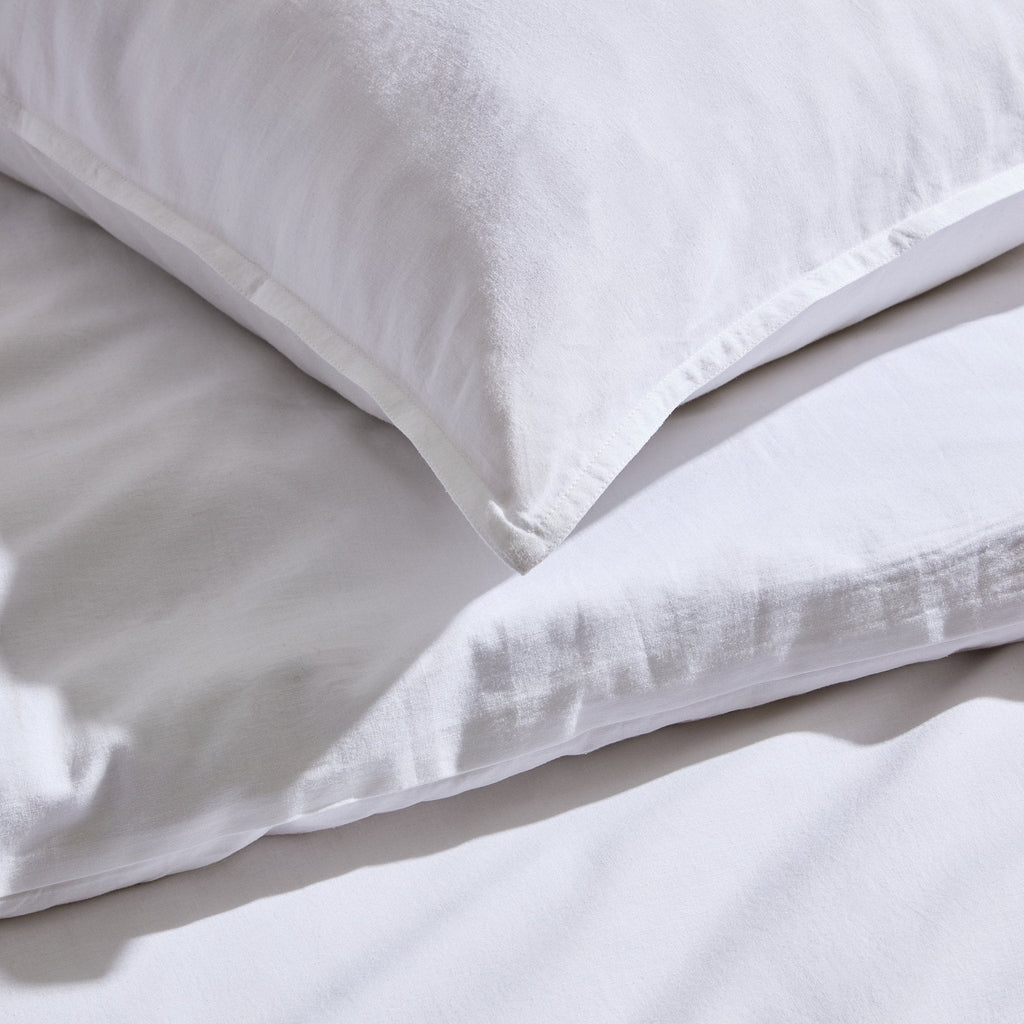 Dusklia - Pair of Linen Cotton Blend Pillowcases - Chalk White