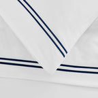 Dusklia - Regent Embroidered 100% Cotton Pair of Classic Pillowcases 400 Thread Count - Navy