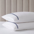 Dusklia - Regent Embroidered 100% Cotton Pair of Classic Pillowcases 400 Thread Count - Navy