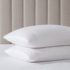 Dusklia - Regent Embroidered 100% Cotton Pair of Classic Pillowcases 400 Thread Count - White