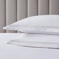 Dusklia - Regent Embroidered 100% Cotton Pair of Oxford Pillowcases 400 Thread Count - Grey