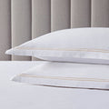 Dusklia - Regent Embroidered 100% Cotton Pair of Oxford Pillowcases 400 Thread Count - Natural